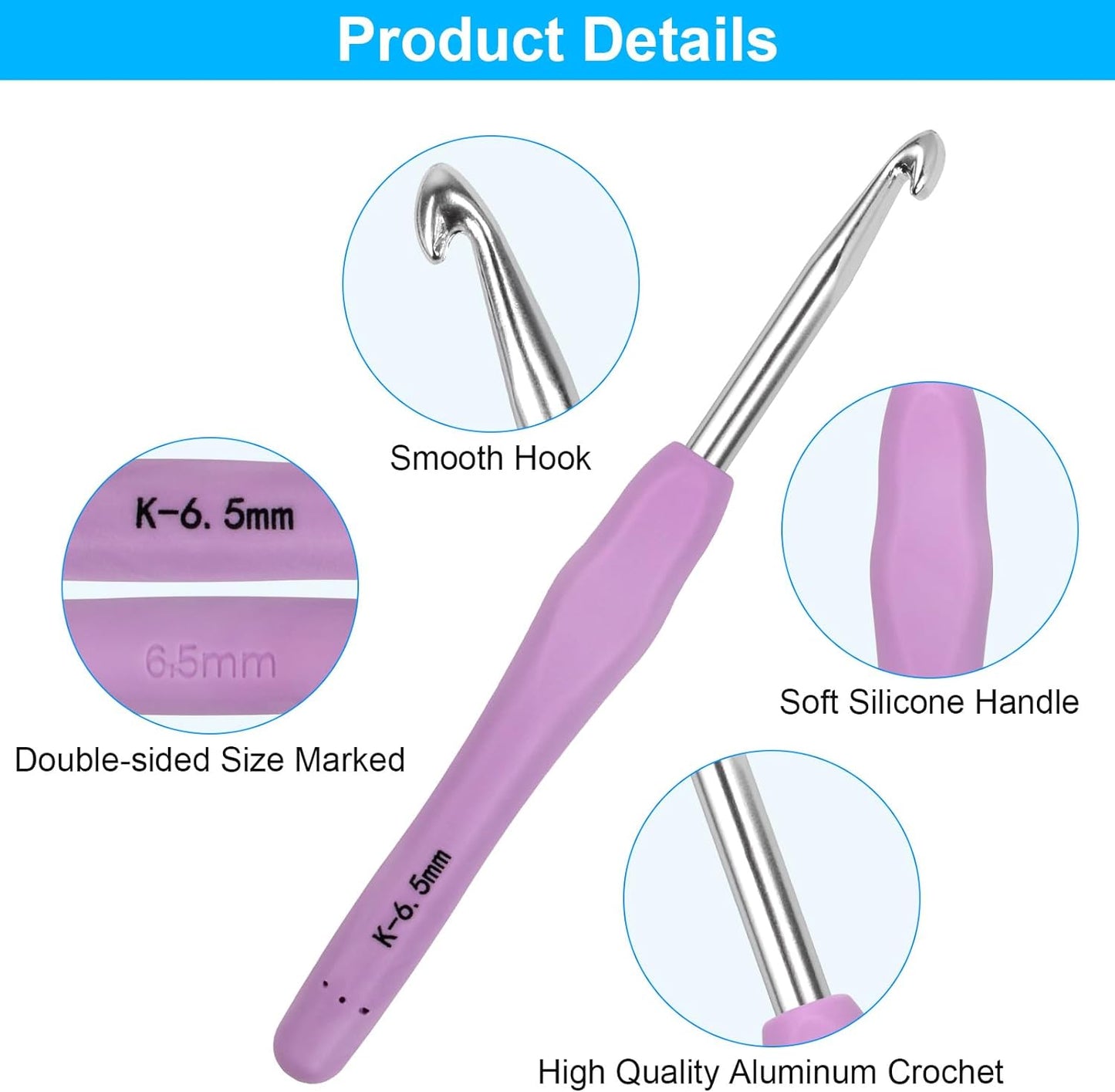 Crochet Hooks 12 Sizes Crochet Hook Set, 51 Pack Yarn Crochet Kit for Beginners, Ergonomic Handles for Arthritic Hands