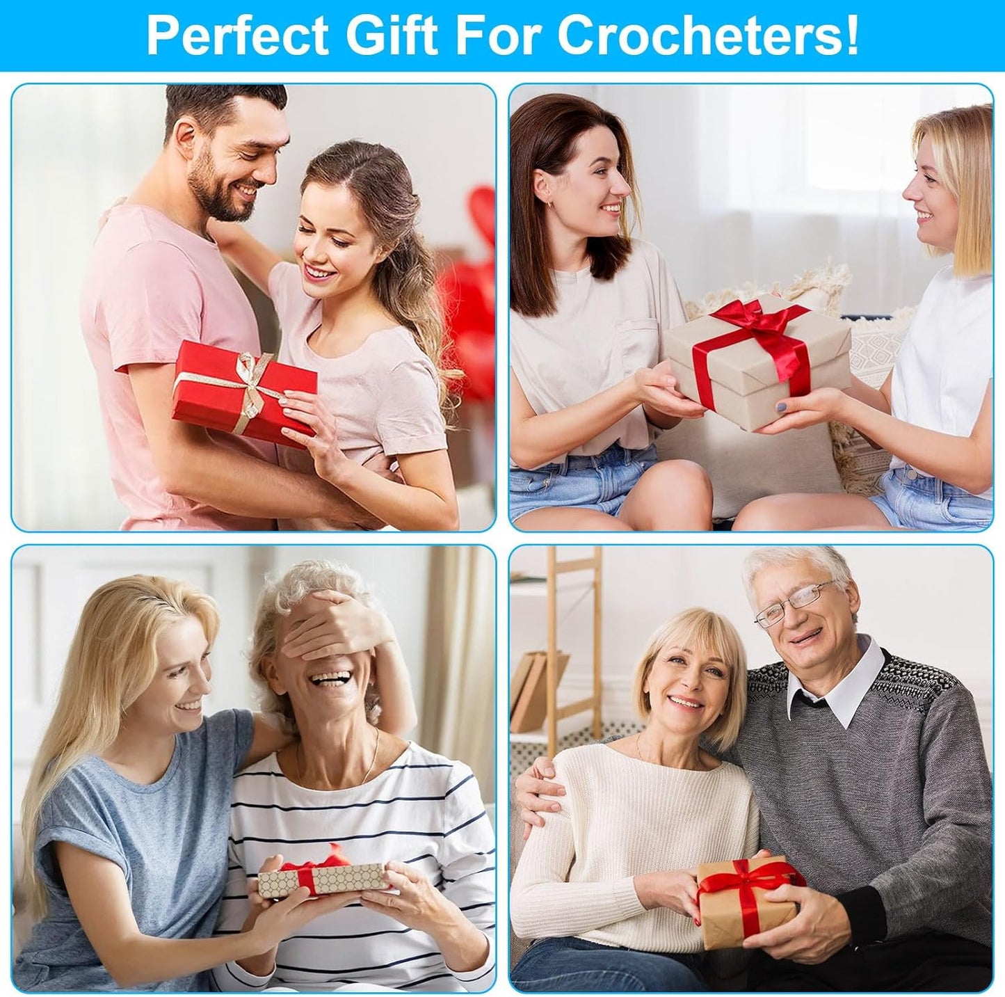 Crochet Hooks 12 Sizes Crochet Hook Set, 51 Pack Yarn Crochet Kit for Beginners, Ergonomic Handles for Arthritic Hands