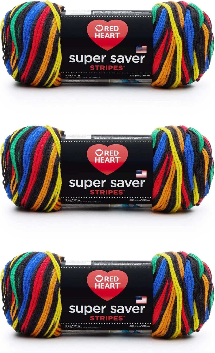 Super Saver Yarn, Parrot Stripe 3 Count