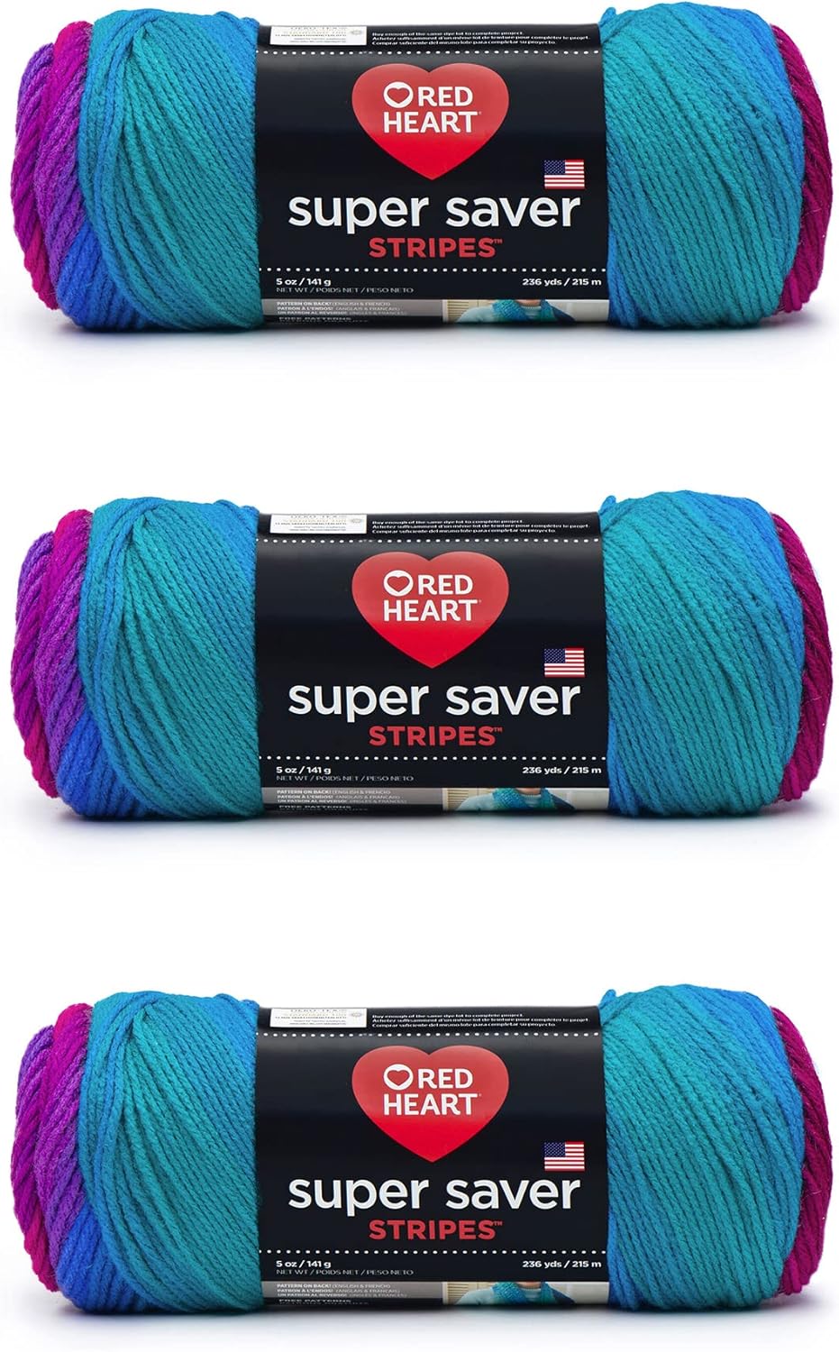 Super Saver Yarn, Parrot Stripe 3 Count