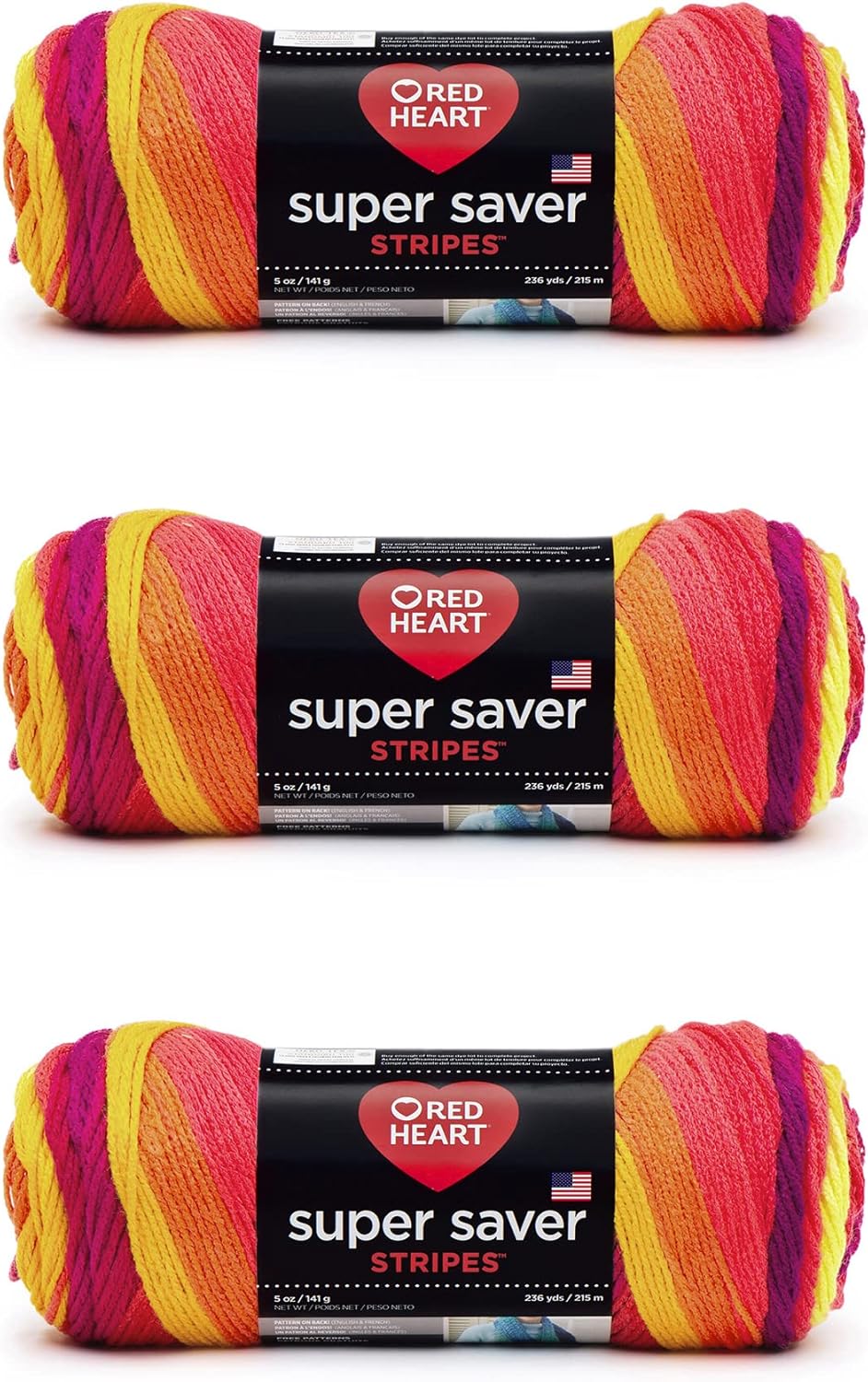 Super Saver Yarn, Parrot Stripe 3 Count