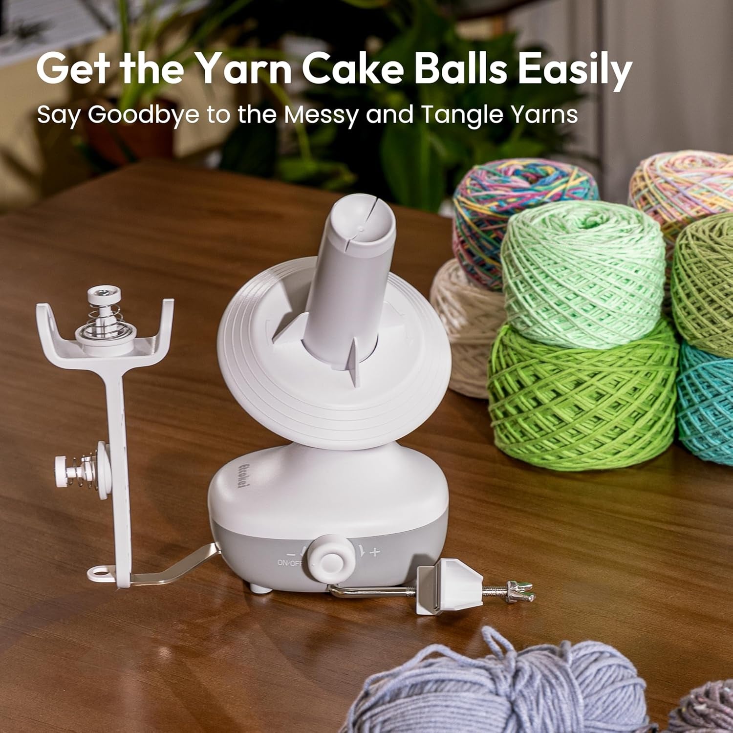 Yarn Winder, Electric Yarn Ball Winder for Crocheting, Compact Yarn Cake Winder with Strong Tension Stepless Speed, Automatic Yarn Spinner Wool Winder, Ideal Helper for Knitting Lovers(White)