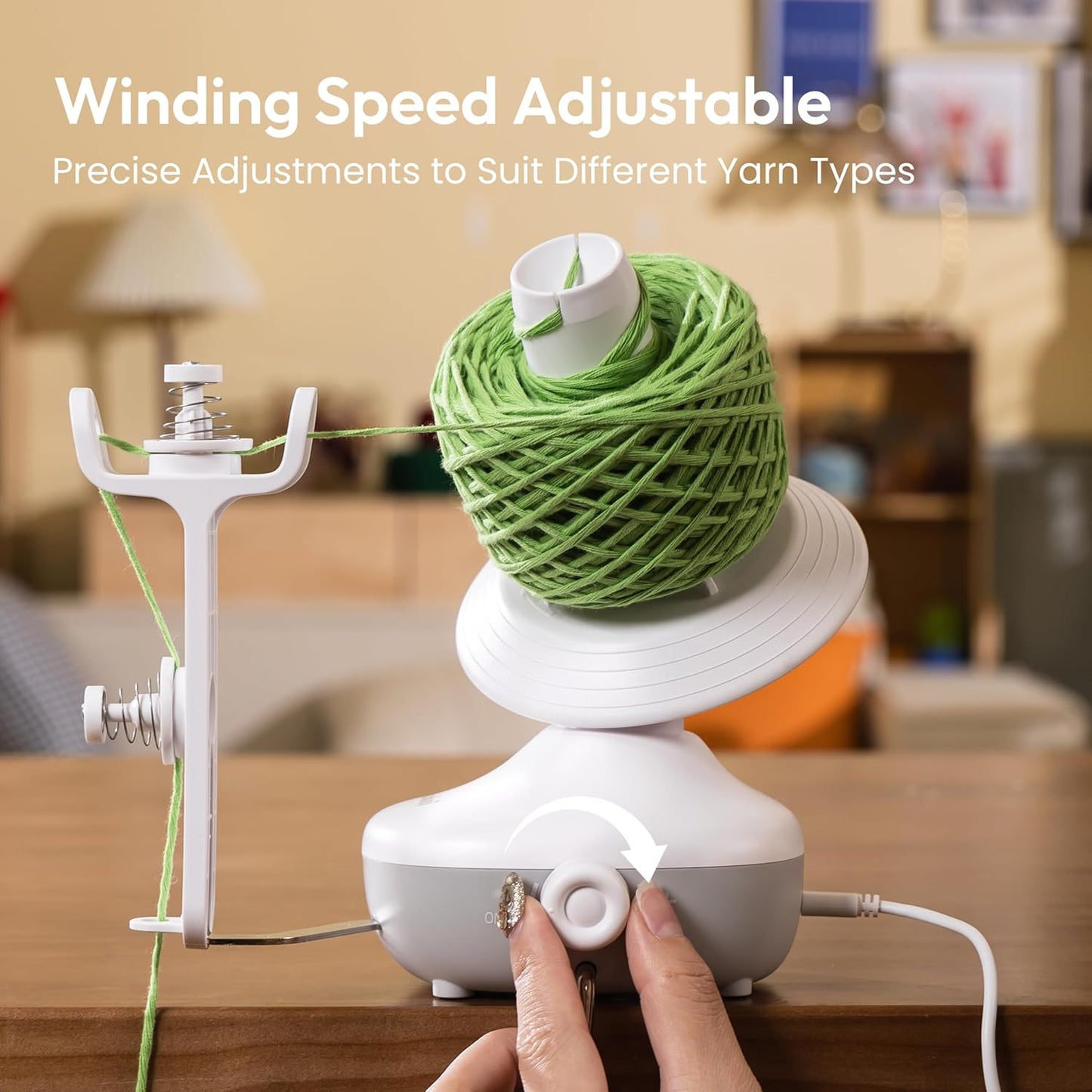 Yarn Winder, Electric Yarn Ball Winder for Crocheting, Compact Yarn Cake Winder with Strong Tension Stepless Speed, Automatic Yarn Spinner Wool Winder, Ideal Helper for Knitting Lovers(White)
