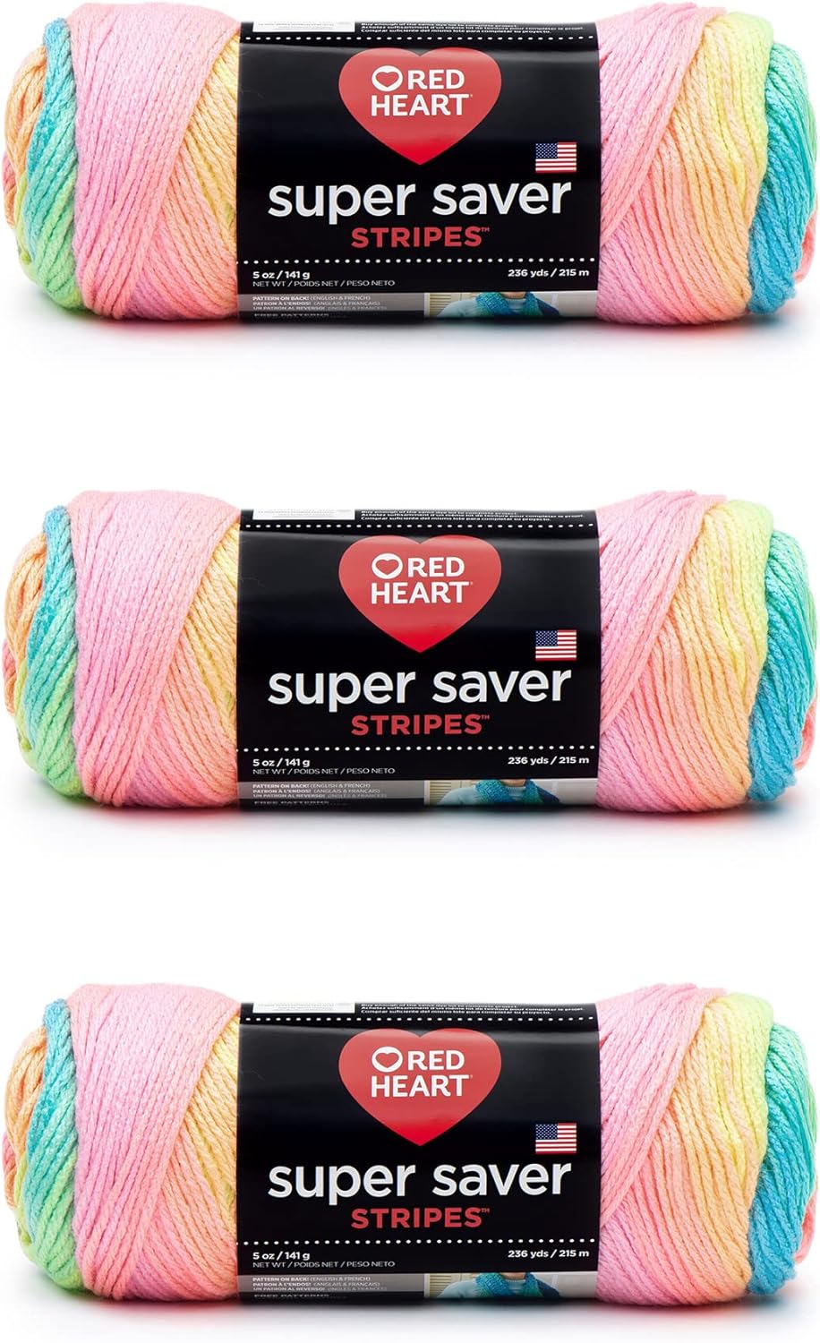 Super Saver Yarn, Parrot Stripe 3 Count