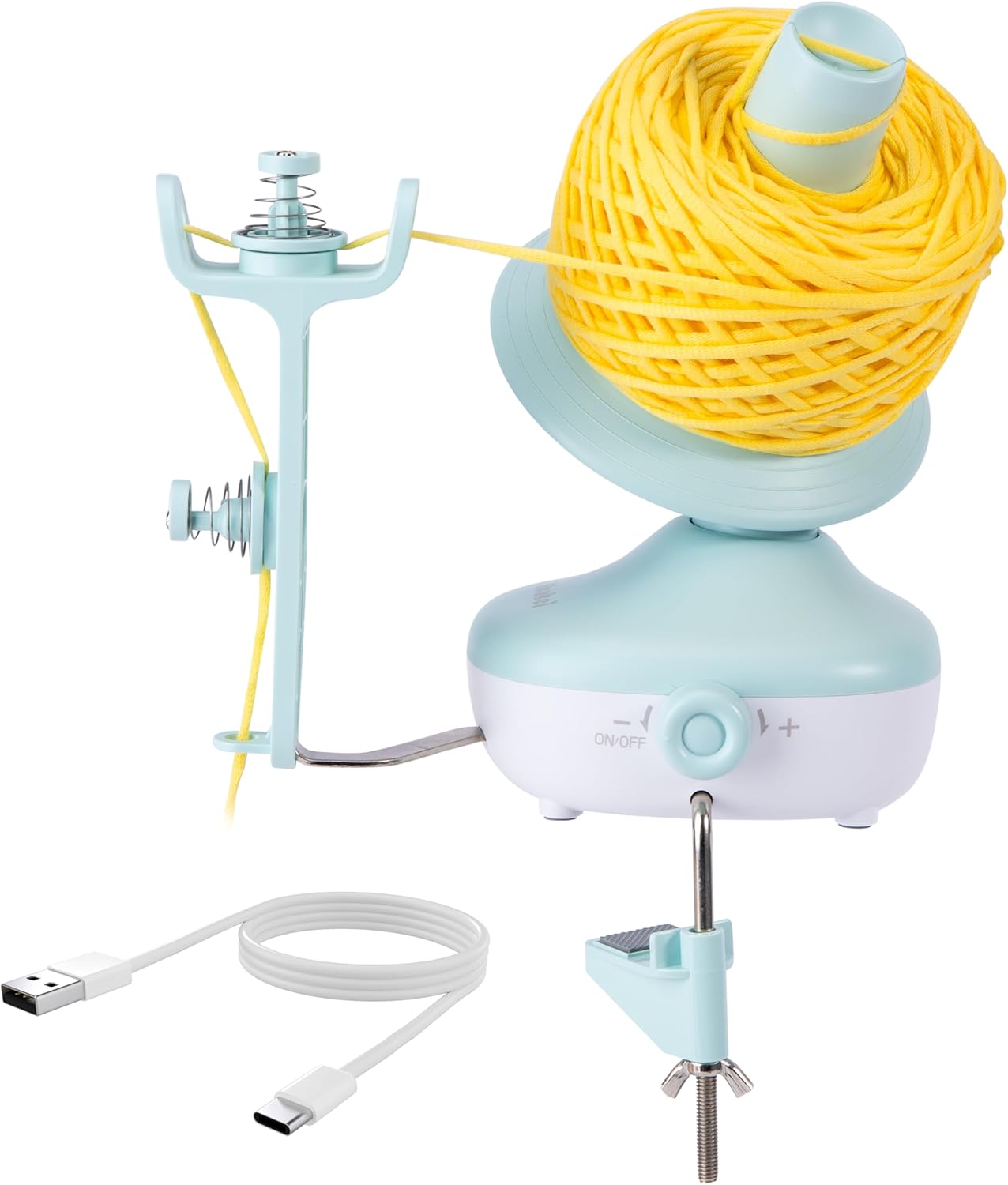 Yarn Winder, Electric Yarn Ball Winder for Crocheting, Compact Yarn Cake Winder with Strong Tension Stepless Speed, Automatic Yarn Spinner Wool Winder, Ideal Helper for Knitting Lovers(White)