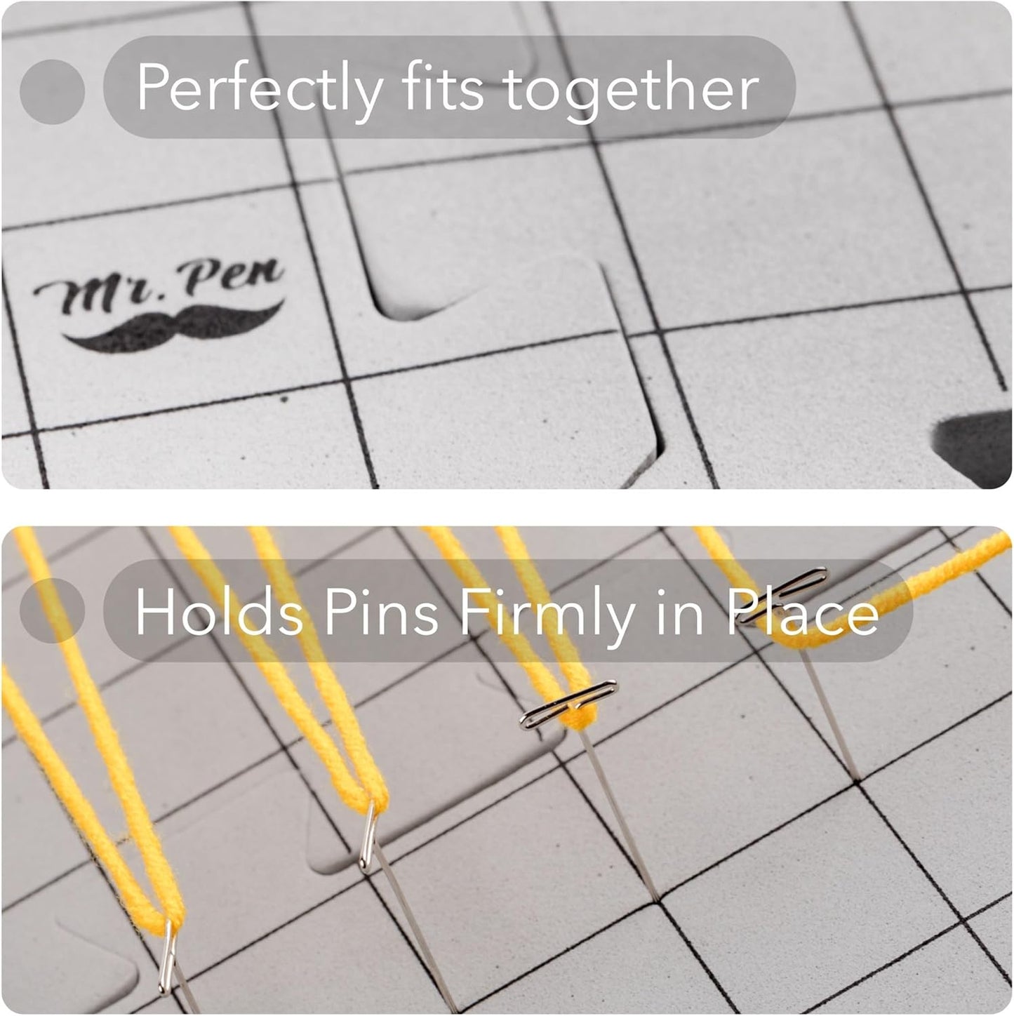 Interlocking Blocking Mats, 12”X12”, 4 Pack, Blocking Mats for Knitting & Crochet Projects with 50 T-Pins