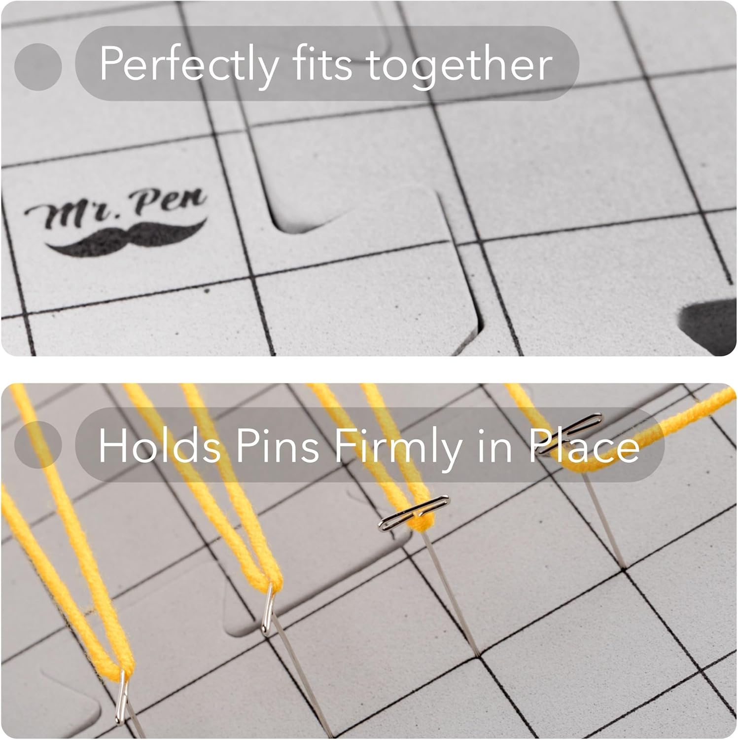 Interlocking Blocking Mats, 12”X12”, 4 Pack, Blocking Mats for Knitting & Crochet Projects with 50 T-Pins