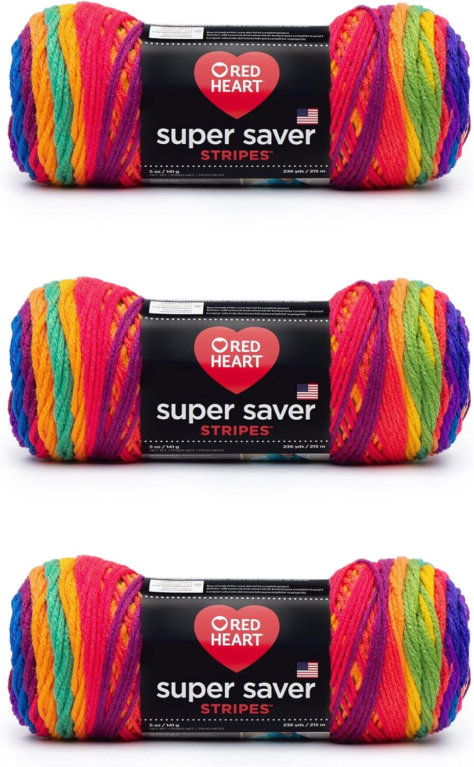 Super Saver Yarn, Parrot Stripe 3 Count