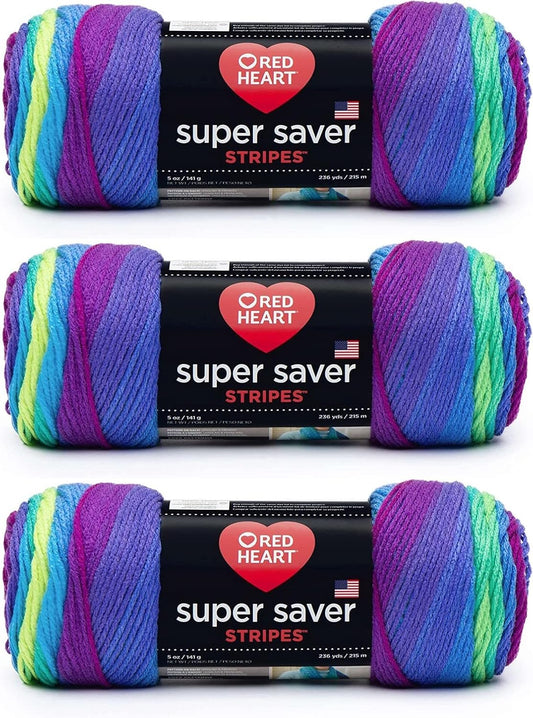 Super Saver Yarn, Parrot Stripe 3 Count