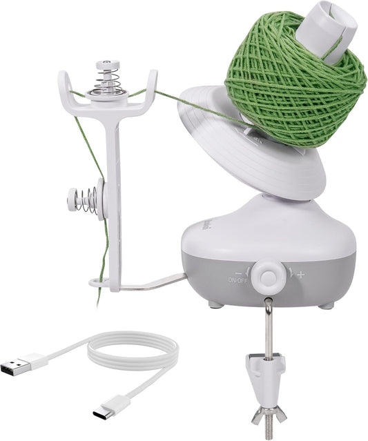 Yarn Winder, Electric Yarn Ball Winder for Crocheting, Compact Yarn Cake Winder with Strong Tension Stepless Speed, Automatic Yarn Spinner Wool Winder, Ideal Helper for Knitting Lovers(White)